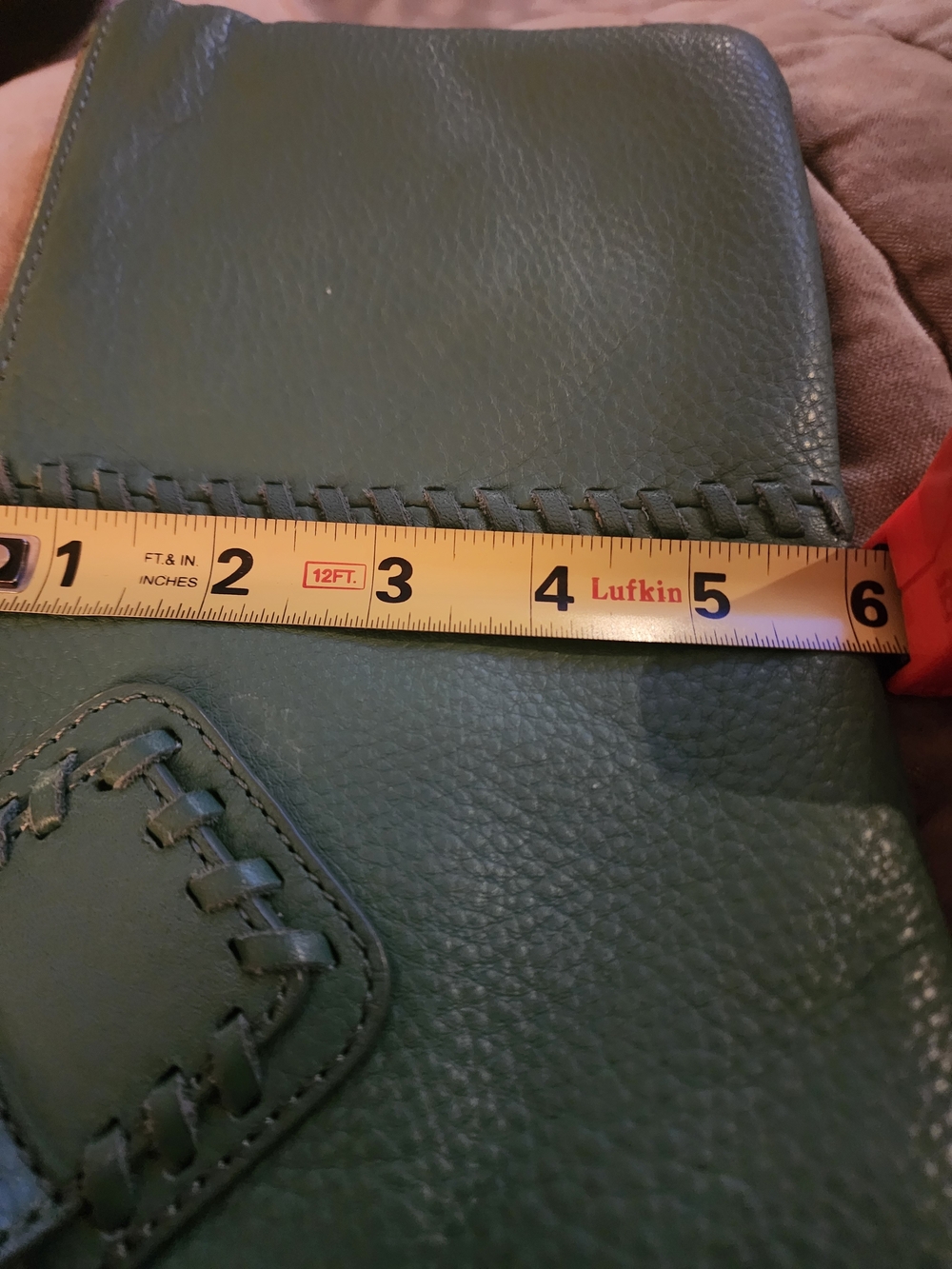 HOBO Green Leather Wristlet Clutch with Whipstitch Detail